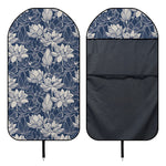White And Blue Lotus Flower Print Waterproof Car Seat Cover