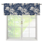 White And Blue Lotus Flower Print Window Valance