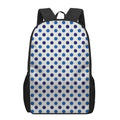 White And Blue Polka Dot Pattern Print 17 Inch Backpack