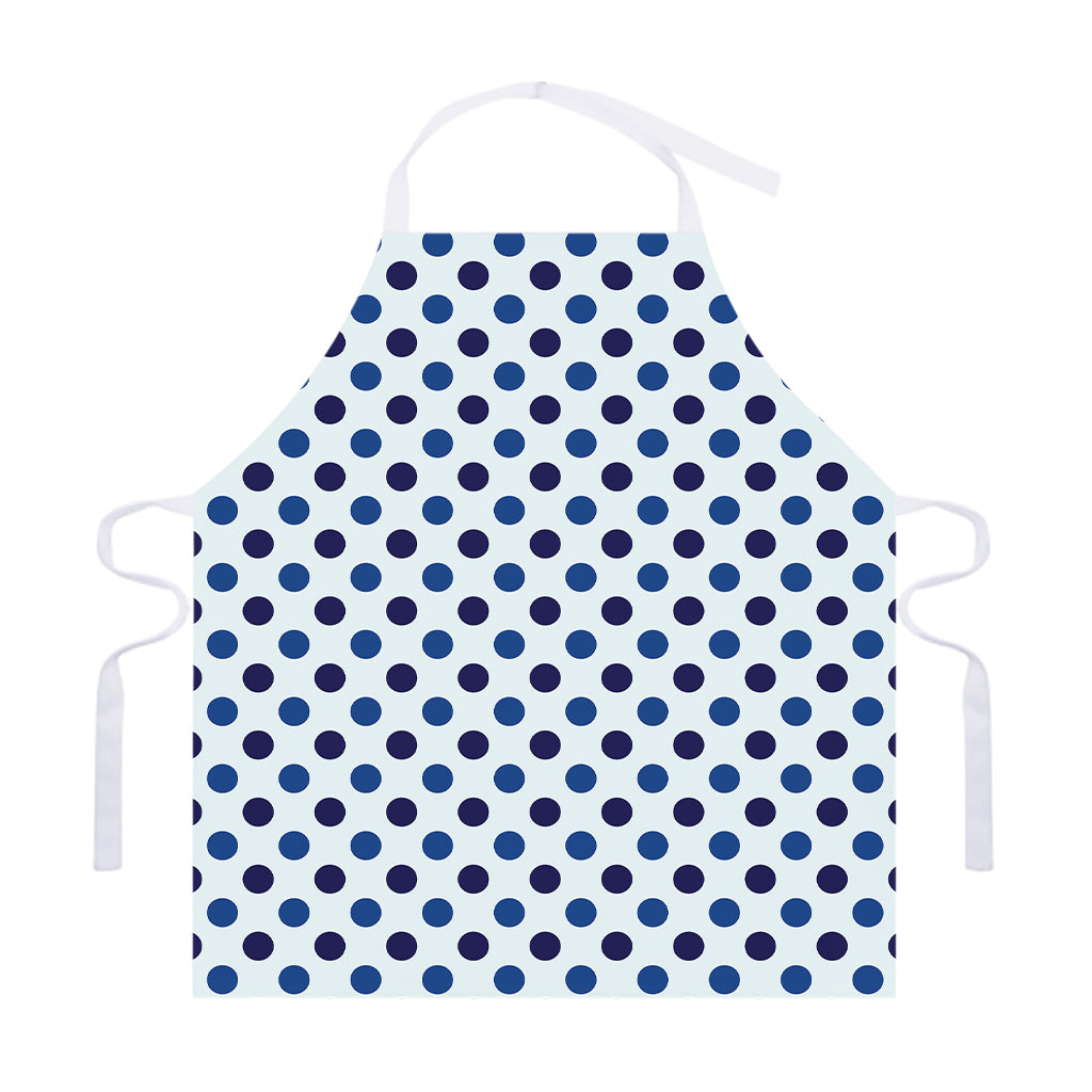 White And Blue Polka Dot Pattern Print Adjustable Apron