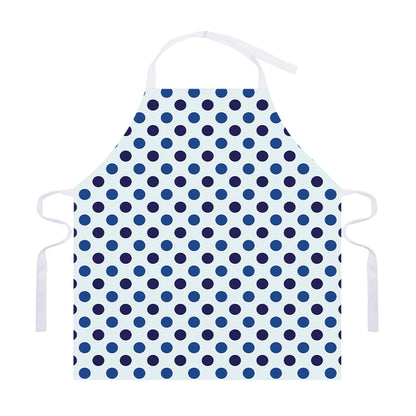 White And Blue Polka Dot Pattern Print Adjustable Apron