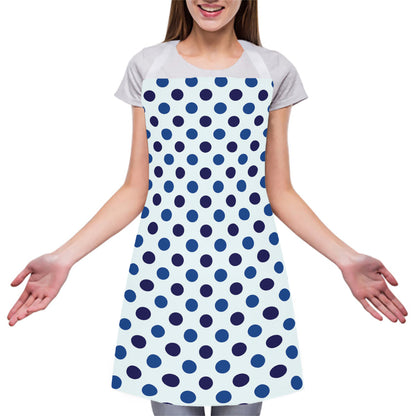 White And Blue Polka Dot Pattern Print Adjustable Apron