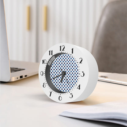 White And Blue Polka Dot Pattern Print Alarm Clock