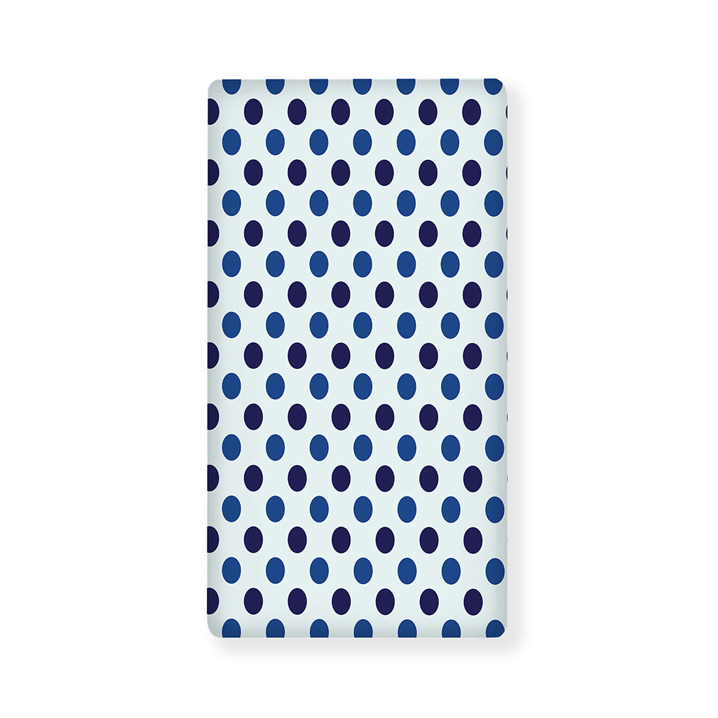 White And Blue Polka Dot Pattern Print Baby Crib Sheet