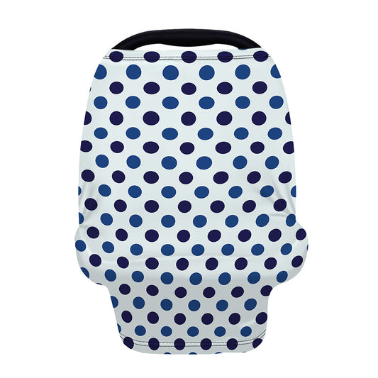 White And Blue Polka Dot Pattern Print Baby Seat Cover