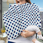 White And Blue Polka Dot Pattern Print Baby Seat Cover