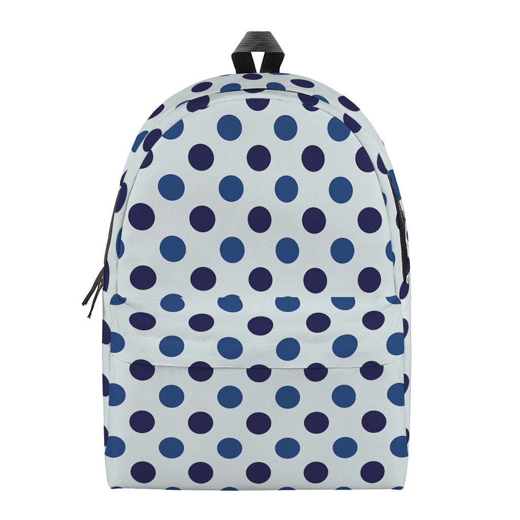 White And Blue Polka Dot Pattern Print Backpack