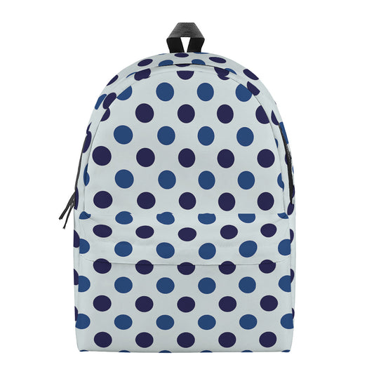 White And Blue Polka Dot Pattern Print Backpack