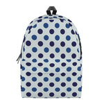 White And Blue Polka Dot Pattern Print Backpack