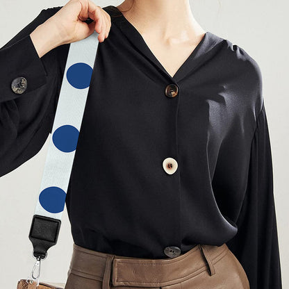 White And Blue Polka Dot Pattern Print Bag Strap