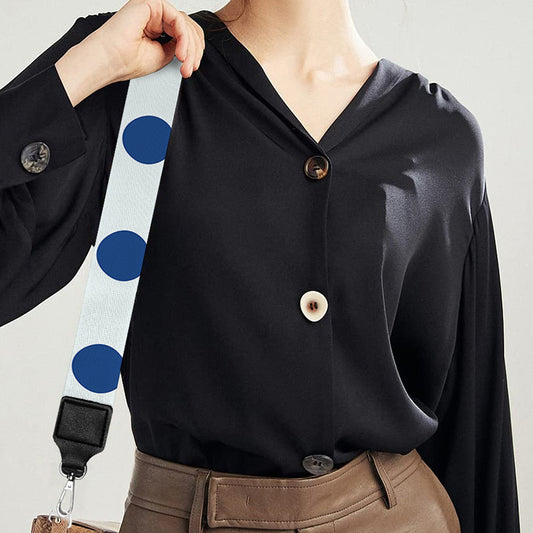 White And Blue Polka Dot Pattern Print Bag Strap