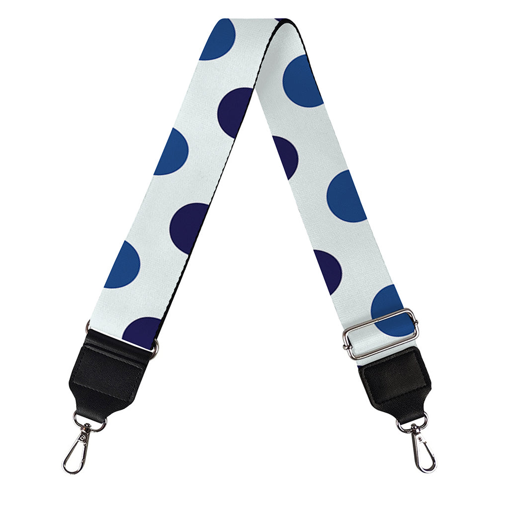 White And Blue Polka Dot Pattern Print Bag Strap