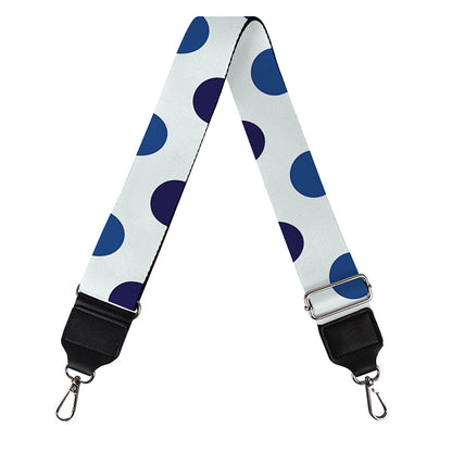 White And Blue Polka Dot Pattern Print Bag Strap