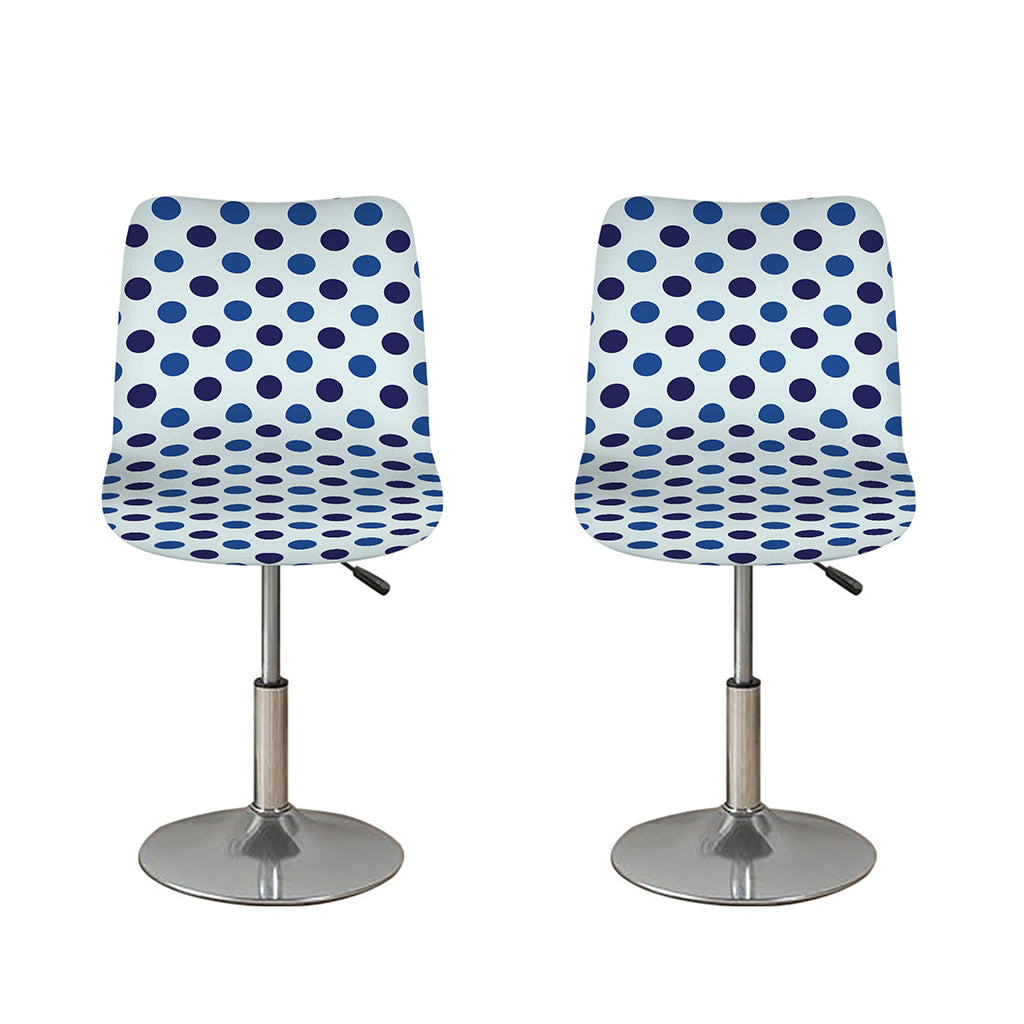 White And Blue Polka Dot Pattern Print Bar Stool Covers