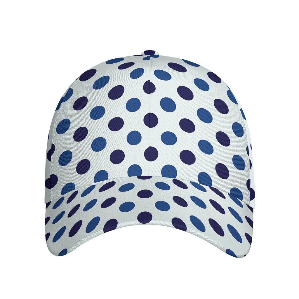 White And Blue Polka Dot Pattern Print Baseball Cap