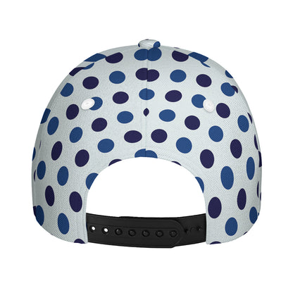 White And Blue Polka Dot Pattern Print Baseball Cap