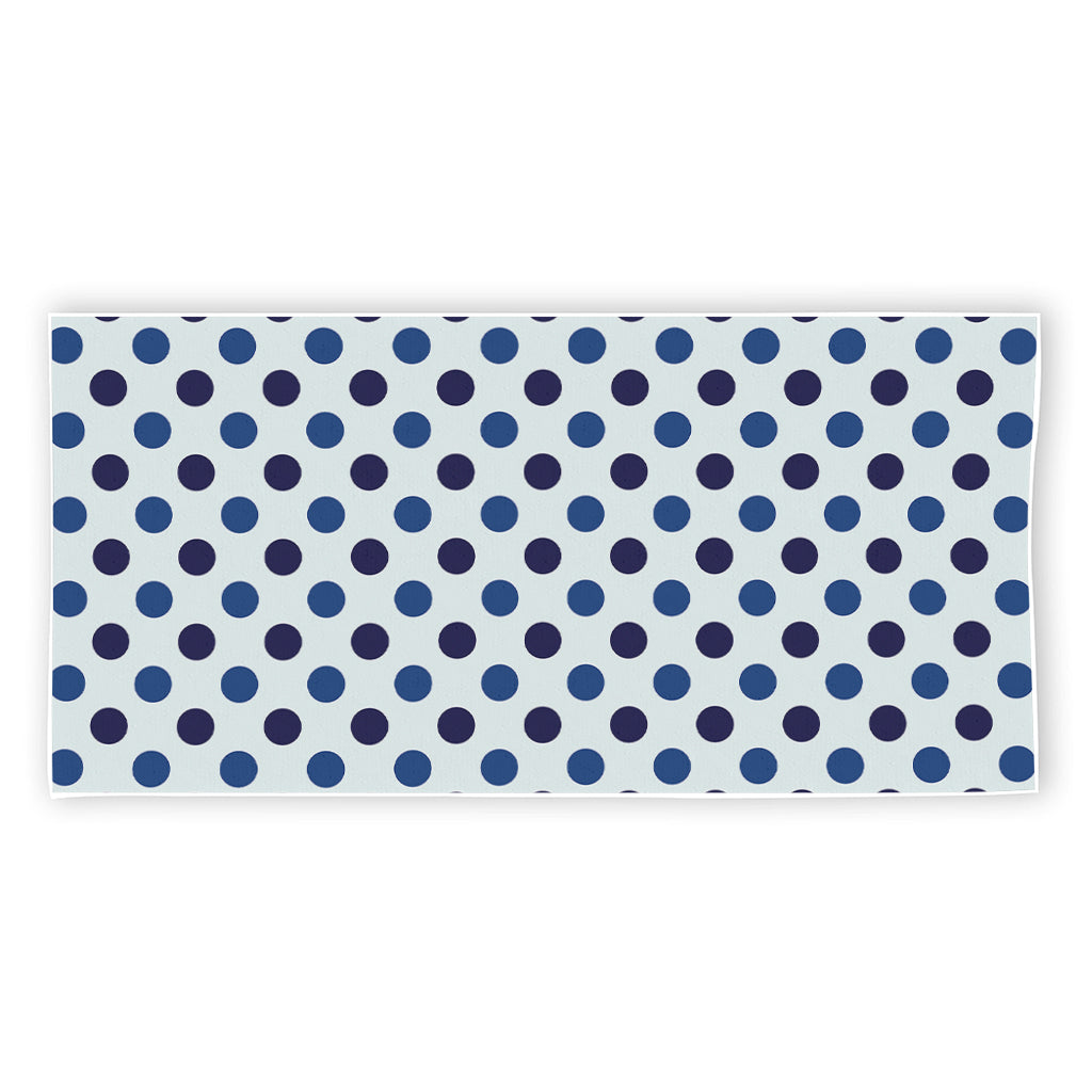 White And Blue Polka Dot Pattern Print Beach Towel