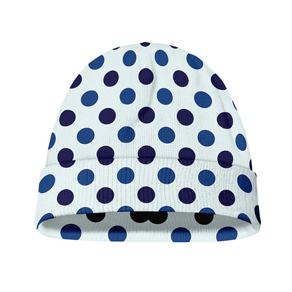 White And Blue Polka Dot Pattern Print Beanie