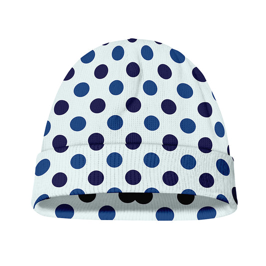 White And Blue Polka Dot Pattern Print Beanie