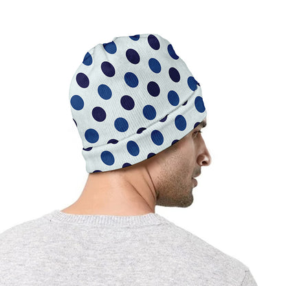 White And Blue Polka Dot Pattern Print Beanie