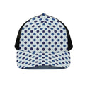 White And Blue Polka Dot Pattern Print Black Mesh Trucker Hat