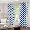 White And Blue Polka Dot Pattern Print Blackout Grommet Curtains