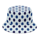 White And Blue Polka Dot Pattern Print Bucket Hat