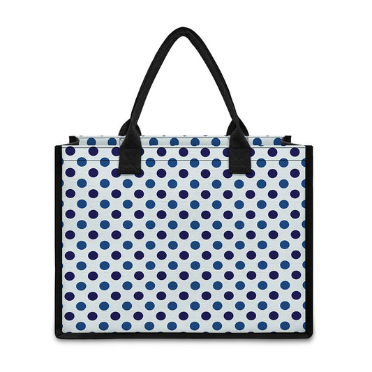 White And Blue Polka Dot Pattern Print Canvas Tote Bag