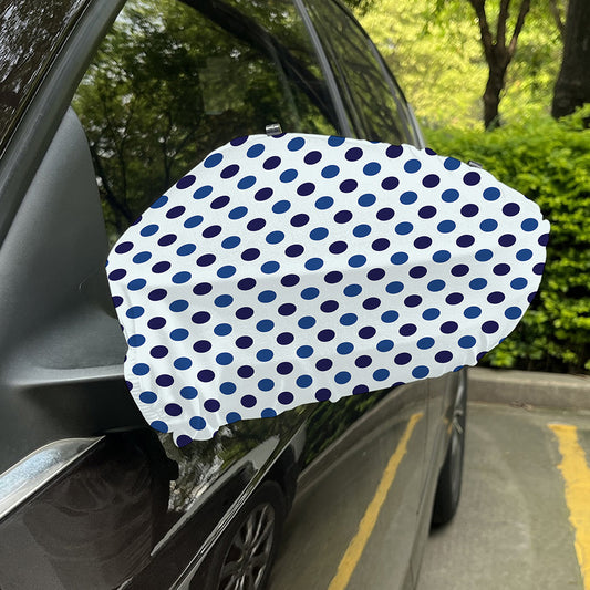 White And Blue Polka Dot Pattern Print Car Side Mirror Covers