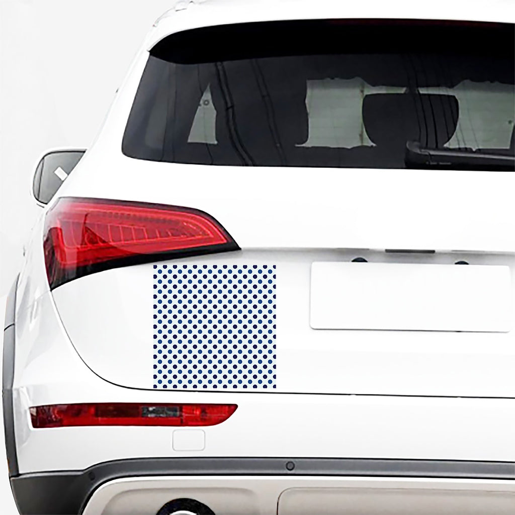 White And Blue Polka Dot Pattern Print Car Sticker