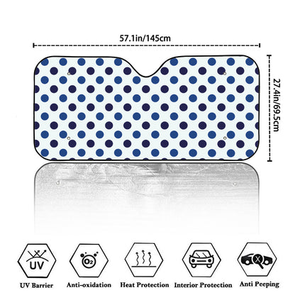 White And Blue Polka Dot Pattern Print Car Windshield Sun Shade