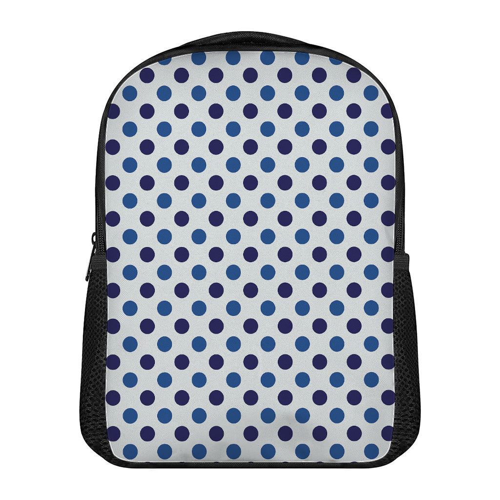 White And Blue Polka Dot Pattern Print Casual Backpack