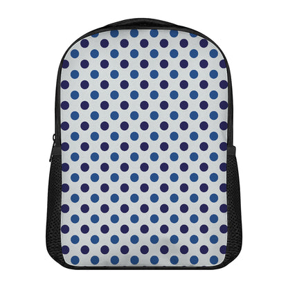 White And Blue Polka Dot Pattern Print Casual Backpack