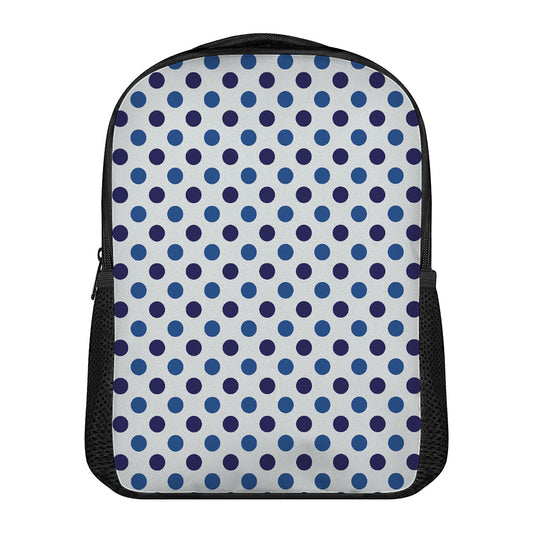 White And Blue Polka Dot Pattern Print Casual Backpack