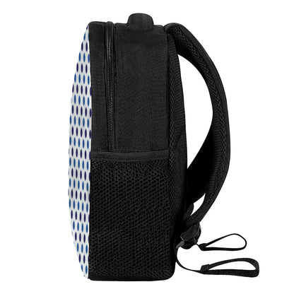 White And Blue Polka Dot Pattern Print Casual Backpack