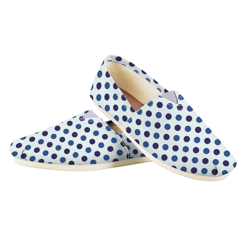 White And Blue Polka Dot Pattern Print Casual Shoes