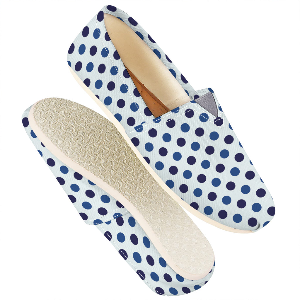 White And Blue Polka Dot Pattern Print Casual Shoes
