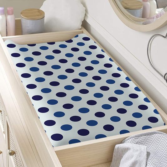 White And Blue Polka Dot Pattern Print Changing Pad Cover