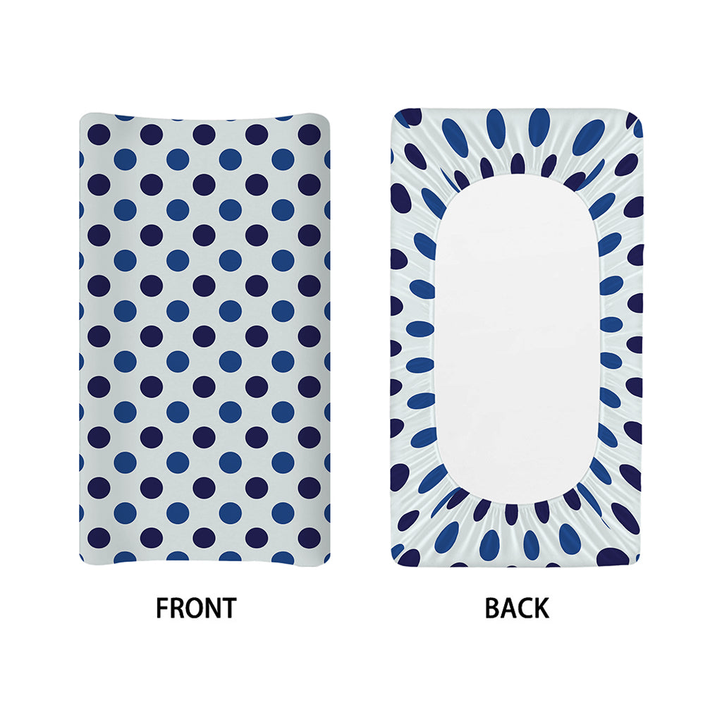 White And Blue Polka Dot Pattern Print Changing Pad Cover