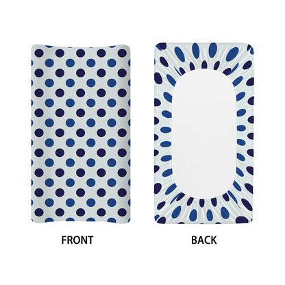 White And Blue Polka Dot Pattern Print Changing Pad Cover