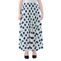 White And Blue Polka Dot Pattern Print Chiffon Maxi Skirt
