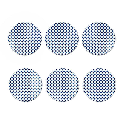 White And Blue Polka Dot Pattern Print Coaster Set