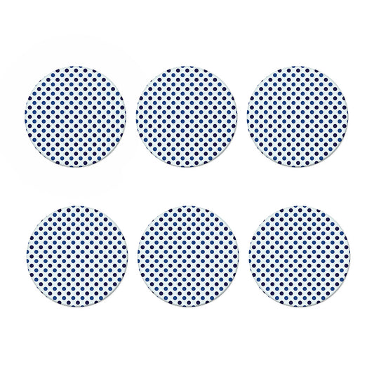 White And Blue Polka Dot Pattern Print Coaster Set