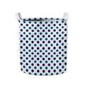 White And Blue Polka Dot Pattern Print Collapsible Laundry Basket