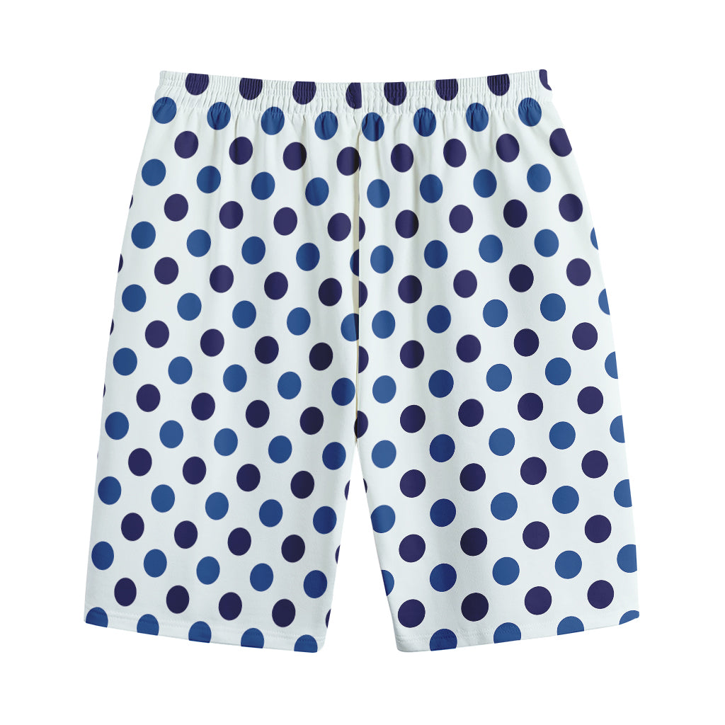 White And Blue Polka Dot Pattern Print Cotton Shorts
