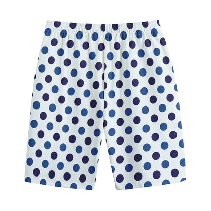 White And Blue Polka Dot Pattern Print Cotton Shorts