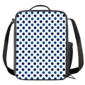White And Blue Polka Dot Pattern Print Crossbody Lunch Bag