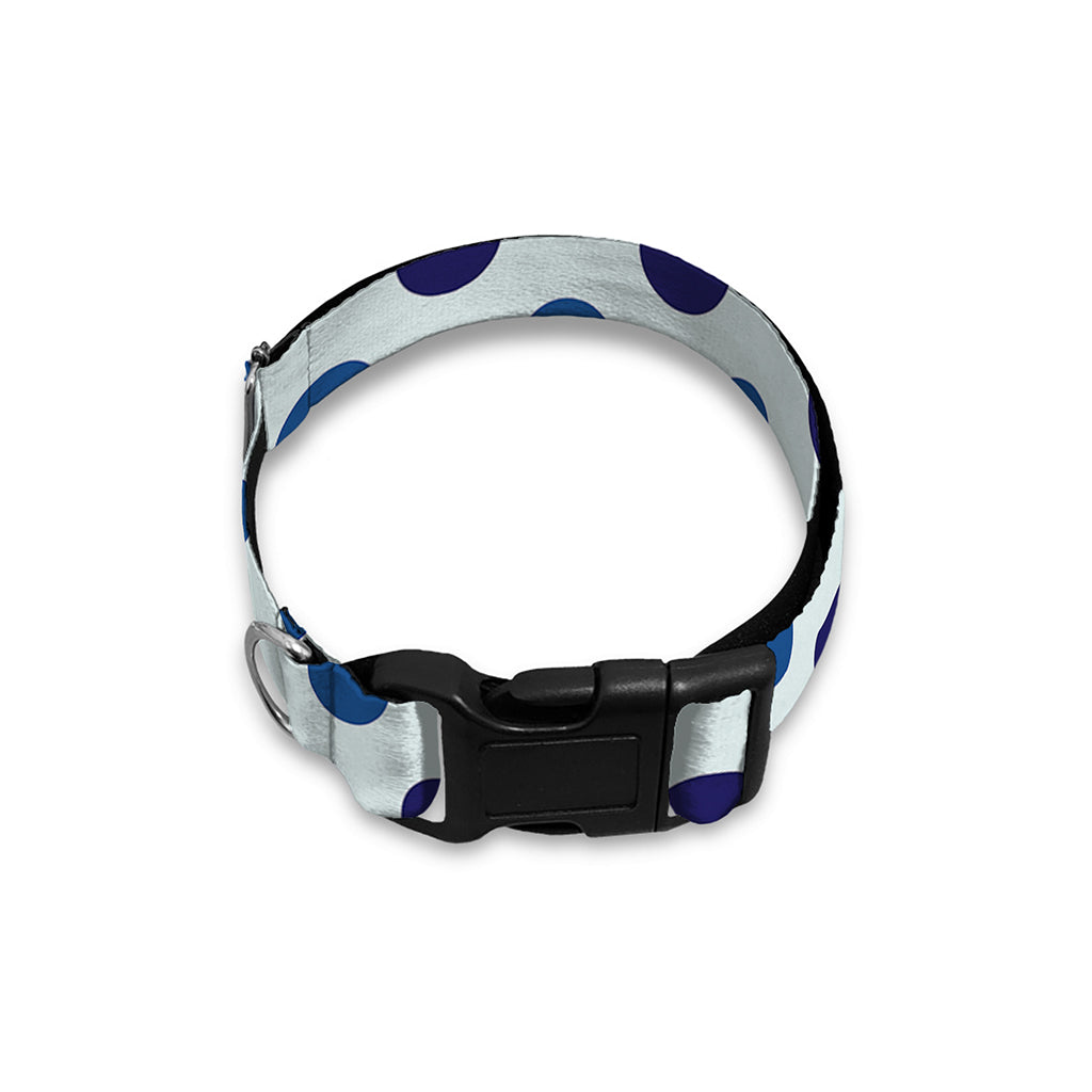 White And Blue Polka Dot Pattern Print Dog Collar