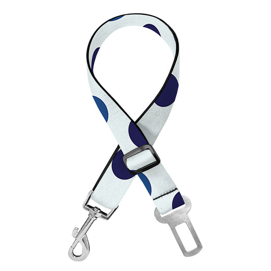 White And Blue Polka Dot Pattern Print Dog Seat Belt