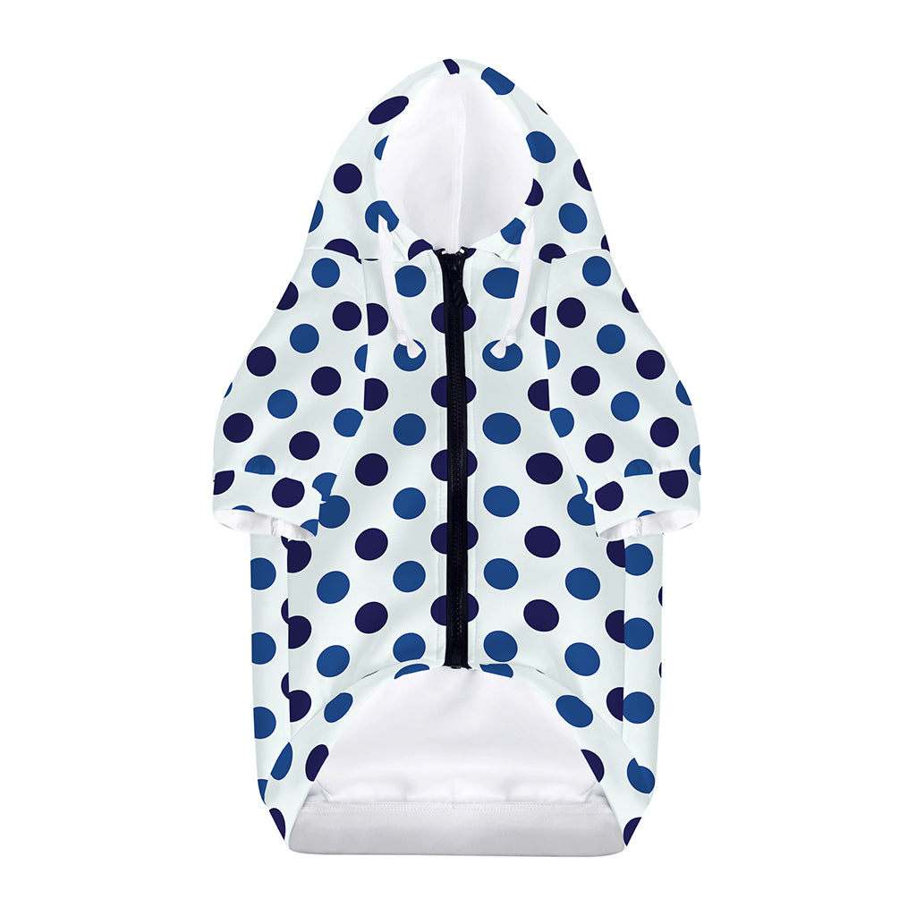 White And Blue Polka Dot Pattern Print Dog Zip Up Hoodie